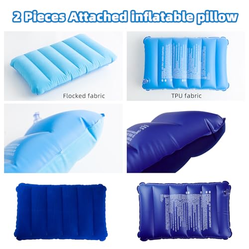 Best Season Beach Blanket Extra Large 108"*118" with 2 Pillows Waterproof Sandproof Beach Mat Lightweight Compact Quick Drying with 4 Stakes&4 Corner Pockets for 1-8 Adults for Camping Picnic Hiking - color: 5-blue Stripe, size: 108"*118"