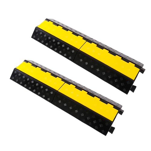 Rubber Cable Ramp Cord Cover Cable Protector Ramps Wire Hose Protective 1 Channel 22000Lbs Load Capacity Traffic Speed Bump for Asphalt Concrete Gravel Driveway, 2 Packs - color: 1 channel-2 pack