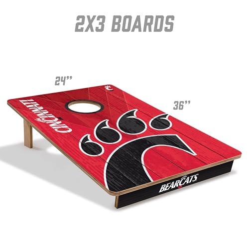 YouTheFan NCAA 2’ x 3’ Wood Cornhole Game with Logo Bags - color: Cincinnati Bearcats, size: 2' X 3'