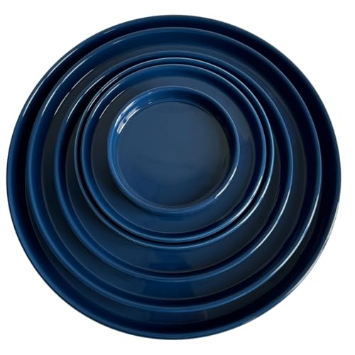 2 Pack Ceramic Plant Saucer Pot Tray 7 Inch, Planter Saucers 4 5 6 7 8 9 10 11 12 13 Inch for Indoors Outdoor, Durable Sturdy Flower Drainage drip Water Tray for Glazed Pots Base (7 Inch-Blue) - color: Blue, size: 7in 2pack