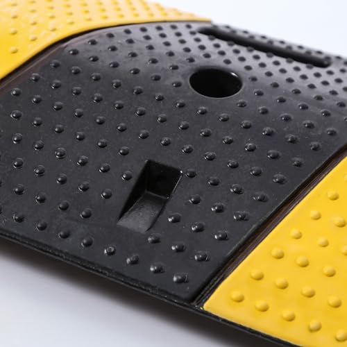 Speed Bumps for Asphalt Fold Rubber Speed Humps with Yellow Targets for Gravel Driveway Concrete Road, 1 Pack - color: Black and Yellow