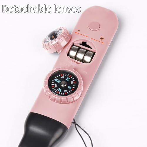 Multifunctional Survival Emergency Whistle for Kids with Compass Hiking Survival, Thermometer & Neck Lanyard | Emergency Safety Gear for Hiking, Camping, Kayaking, Boating, Climbing - color: pink