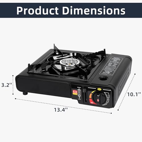 SHINESTAR Dual Fuel Stove with Butane & Propane Compatibility, Portable Camping Stove for Outdoor Cooking, Propane Adapter Hose and Carrying Case Included, 7800 BTUs Output - color: Black - 7800 BTU Dual Fuel