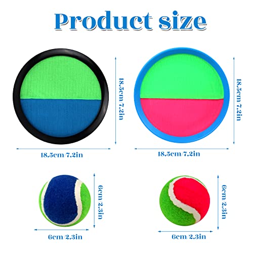 Toss and Catch Game Set, Outdoor Games with 4 Paddles 4 Balls and 1 Storage Bag, Great Outdoor Toys/Gifts for Kids, Classic Beach and Yard Game - color: Blue and Red