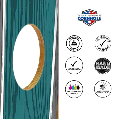 World Series of Cornhole Regulation Size Cornhole Boards – Lightweight & Durable All-Wood Construction | Backyard Bean Bag Toss Set | Rugged Outdoor Game for Tailgates, BBQs, & Backyard Battles - color: Riding Waves Sasquatch