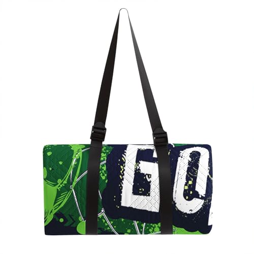 Outdoor Picnic Blanket Portable Ultrasonic Waterproof Picnic Cartoon Soccer Green Printed Camping Beach Mat for Sand and Wet Grass Hiking (Cartoon Soccer S - color: Cartoon Soccer, size: Standard - 59"x78"