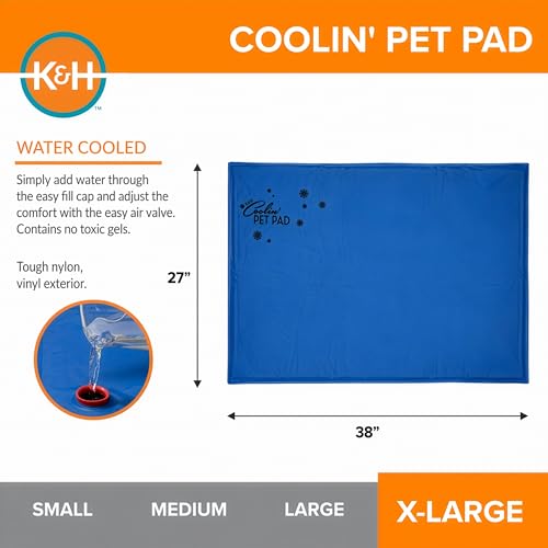 K&H Pet Products Coolin' Pet Pad Dog Mat, Portable Dog Cooling Mat for Travel or in Home, Perfect for Carriers, Crates, Outdoor Houses, Yards, Porches, Pet Beds & More - X-Large 38 X 27in Chill Blue - size: XL (27 in x 38 in)