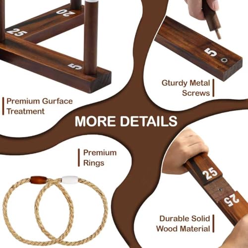 Ring Toss Game for Kids & Adults, Outdoor Yard Games for Adults and Family, Premium Ring Game with 6/10 Rope Rings & Carrying Bag, Perfect for Lawn, Backyard, Beach, Camping - size: Standard