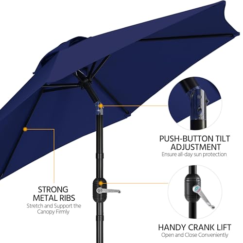 Yaheetech 2 Pack 7.5FT Outdoor Patio Umbrella Outdoor Table Umbrella w/Push Button Tilt & Crank, Yard Sun Shade UV Protection Waterproof for Pool, Market, Terrace, Beach, Outdoor Restaurant, Navy Blue - color: Navy Blue, size: 7.5FT