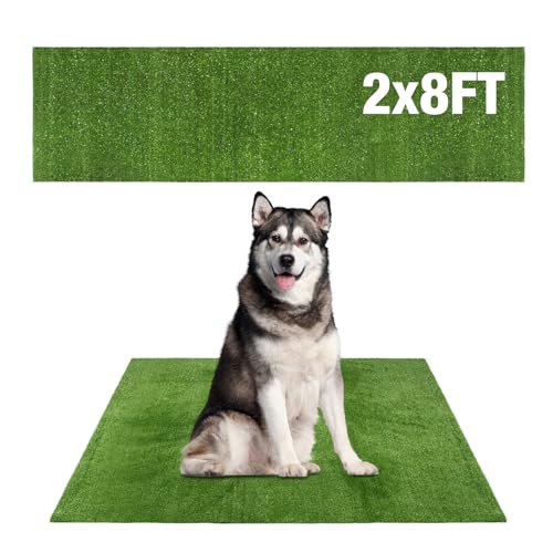 GLOBREEN Large Dog Grass Pee Pad, 2FTx8FT Artificial Grass Puppy Potty Training, Indoor Outdoor Pets Turf Balcony Patio Yard - size: 2FTX8FT
