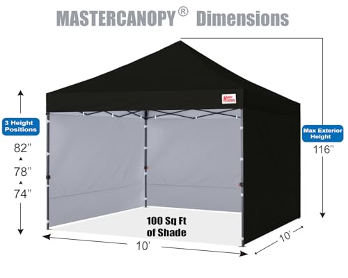 MASTERCANOPY Pop-up Canopy Tent with Sidewalls (10x10,Black) - color: Black, size: 10x10