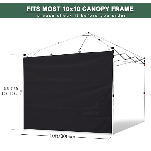 SideWalls for 10x10 Pop up Canopy Frame, 3 Pack Black SunWall and 1Pack Door Only, Black (with Zippers) - color: Black, size: 4 Sidewalls