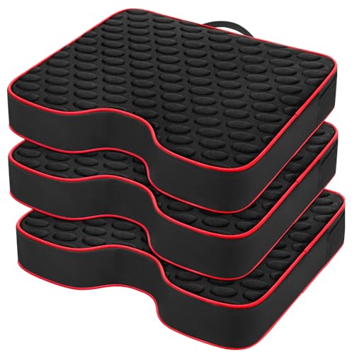 Stadium Seat Cushions - Portable Bleacher Cushions with 2.5" Extra Thick High-Density Foam and Massage Dots, Fashion Outdoor Seat Cushions for Sports Events, Travel, Camping, Chairs - 3 Pack - color: 3pack Black