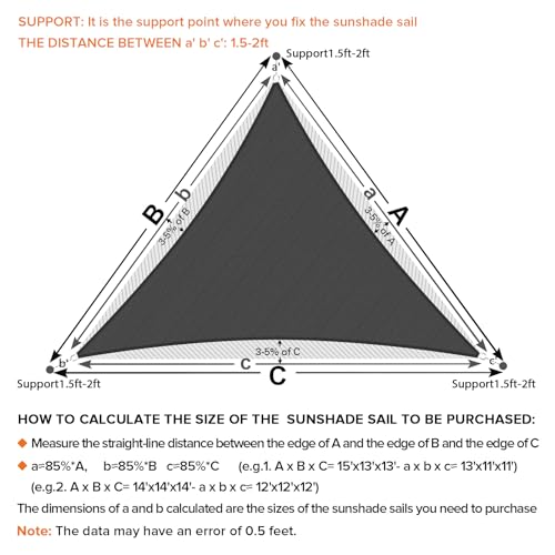 Artpuch Sun Shade Sail, 28'X28'X28' Dark Grey Triangle, Curved Edged Sun Shade, Commercial Grade 185GSM HDPE UV Permeable Outdoor Shade Cloth for Deck, Backyard, Patio (Custom Sizes Made)