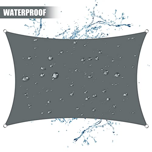 Neween Waterproof Sun Shade Sail Rectangle UV Block Canopy for Outdoor Patio and Garden, Yard Activities (10'x16', Gray) - color: Gray, size: 10'x16'