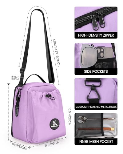 Sports Rabbit Insulated Lunch Bag for Women – Front Pocket Compatible with 40/30OZ Owala Bottles – Leakproof Cooler Tote, Water-Resistant Wax-Coated Oxford – Perfect for Work, Travel, Picnics (Purple) - color: Purple