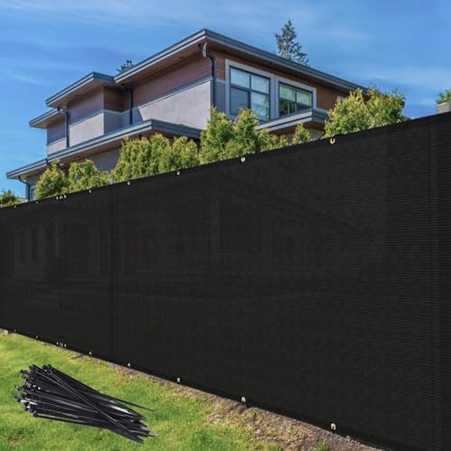 TANG 4' x 20' Privacy Fence Screen Black Shade Cloth with Grommets, Chain Link Fence Panels Outdoor Mesh Fabric Fencing, Balcony Windscreen Cover,Temporary Garden Fencing for Yard Deck Pool - color: Black, size: 0 4' x 20'