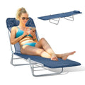 Majnesvon Folding Chaise Lounge Pool Chair, Patio Sun Tanning Chair, Outdoor Lounge Chair with 6-Position Reclining Back, Breathable Mesh Seat, and Headrest for Beach, Yard, Patio(Blue1) - color: Blue1