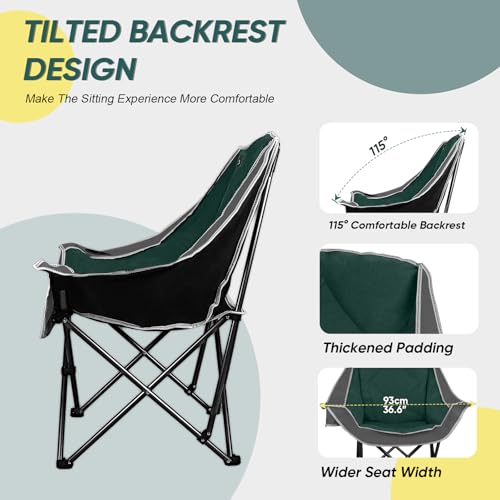 Northroad 2 Pack Oversized Camping Chair,Outdoor Padded Folding Lawn Chair w/Cup Holder,Carry Bag for Beach, Hiking, and Picnics,Heavy-Duty 300-lbs Capacity, Grey&Green - color: Grey&green