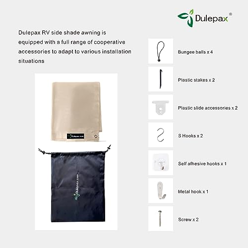 Dulepax RV Awning Side Shade- 9'X7' -Second Generation RV Awning Side Shade Screen Significantly Improves Shadew and Privacy.Universal RV Screen with Complete Kit - color: Beige, size: 7x9 Side Shade