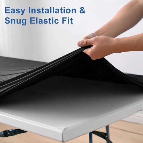Fitted Tablecloth Black Card Elastic Spandex Table Cover-Small Stretch Folding Table Cloths for Kitchen Dining Picnic Patio Outdoor Party (Black, 42in*72in(Rectangle)) - color: Black, size: 42"x72"|1 Pack
