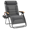 PHI VILLA XXL Oversized Padded Zero Gravity Chair, Foldable Patio Recliner, 30" Wide Seat Anti Gravity Lounger with Cup Holder, Support 400 LBS (Light Gray) - color: Light Gray, style: 1 Pcs