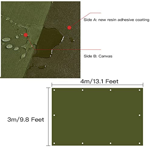 Tarp Canvas,Heavy Duty Waterproof for Outdoors, Truck, Water Resistant, UV Resistant Tarpaulin Cover for Car Boat Camping Firewood Woodpile(13 x 9.8 Feet) - size: 13 x 9.8 Feet