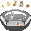 Amakunft Small Animal Pop-Up Playpen with Mesh Cover, 47'' x 23.6'' x 15'' Chicken Brooder Box, Play Pen Indoor Outdoor for Guinea Pigs, Bunny, Rabbits, Ferrets, Chinchillas, Kittens - color: black