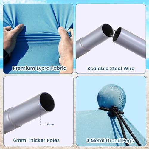Beach Tent - 10 x 10 FT Beach Canopy, Outdoor Shade Canopy for Camping, Portable Beach Tent Sun Shelter UPF50 with 4 Stability Poles, Sandbags, Anti-Wind Ropes and Ground Pegs, Blue - style: 10*10 FT 4 Pole-Blue