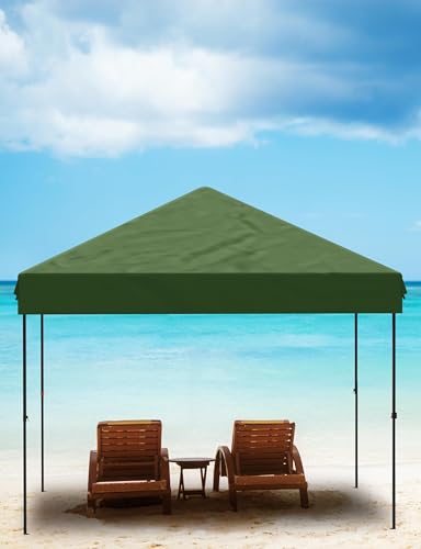 Pop Up Canopy Tent 10x10ft Heavy Duty Waterproof Outdoor Shelter UPF 50+ Sun Protection Easy One-Person Setup Adjustable Height with Wheeled Carry Bag for Patio Garden Beach Camping Green 3m x 3m - color: Green, size: 3M*3M