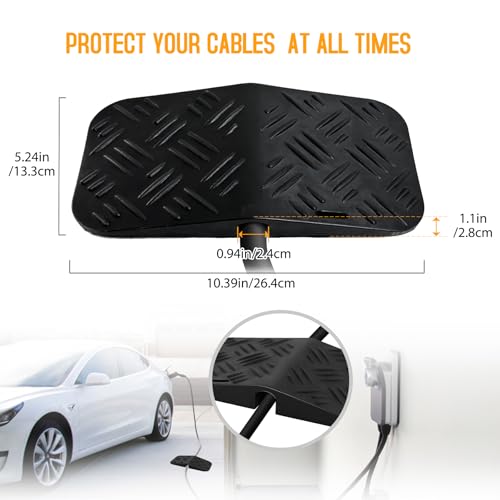 Ev Charger Cable Protector with Handle For Garage Door,Gap Minimizing Design Heavy Duty Soft Rubber Ev Charger Cord Protector Compatible for Tesla(Model 3/Y/X/S), J1772 Chargers,Prevents Damage