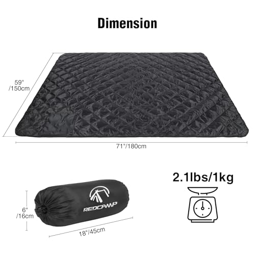 REDCAMP Large Camping Blanket with Sherpa Lining, Cold Weather Warm Outdoor Blanket Windproof for Camping Stadium, Machine Washable 59"x 71" Black - color: 59"x 71" Black