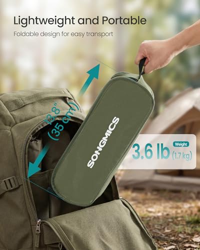 SONGMICS Camping Chair, Lightweight Folding Beach Chair, Adjustable Height, Steel Frame, Portable for Outdoor Travel - color: Green, style: Lowback (18.9"D x 22"W x 27.1"H）