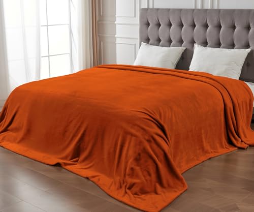 Edenleaf Big Oversized Soft Blanket, Giant California King Warm Blanket for Whole Family, Bed, Sofa, Couch, Travel, Camping 120x120 Orange - color: X-burnt Orange