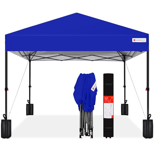Best Choice Products 10x10ft Pop Up Canopy Tent, Outdoor Shade, 1 Person 1 Minute Set Up, Carry Case, 4 Weight Bags - Resort Blue - color: Resort Blue, size: 10x10ft