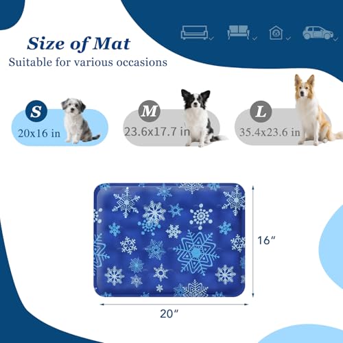 Cooling Mat for Dogs - 2025 Upgrade 20x16 Inch Pet Cool Mats for Cats/Dogs, Washable Non-Slip Cooling Pet Mat for Summer - color: RoyalBlue Snowflakes, size: 20"*16"(Small)