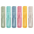 24 Sets Travel Utensils Set with Case, Reusable Spoon Knife Forks Tableware, Portable Plastic Cutlery Set Lunch Box for School Lunch Picnic Camping Daily Use (6 Colors)