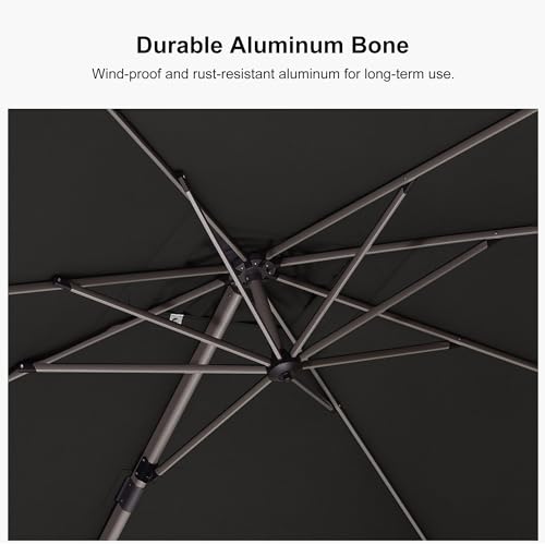 PURPLE LEAF Patio Umbrella with Base Included, 8ft Outdoor Aluminum Cantilever Umbrella with 360° Rotation, Champagne Offset Umbrella for Outdoor Garden Pool, Grey - color: Gray, size: 8' x 8'