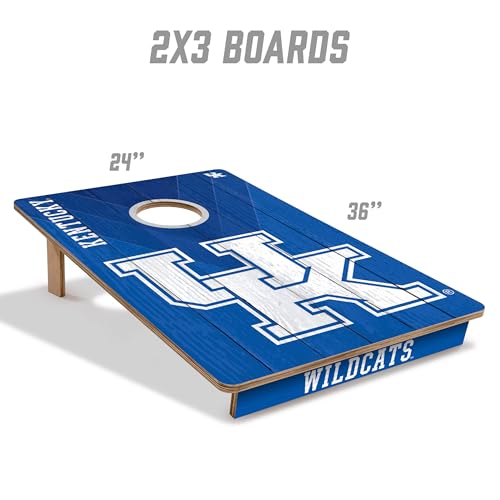 YouTheFan NCAA 2’ x 3’ Wood Cornhole Game with Logo Bags - color: Kentucky Wildcats, size: 2' X 3'