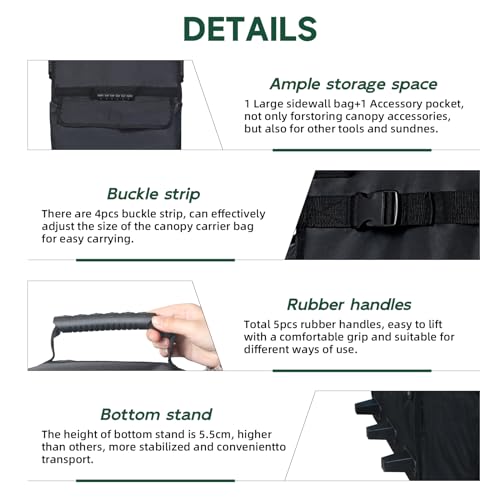 Canopy Portable Folding Bag for 10x10 Pop Up Canopy Tent, Heavy Duty Roller Bag Wheeled Bag, 10x10 FT - size: 10x20