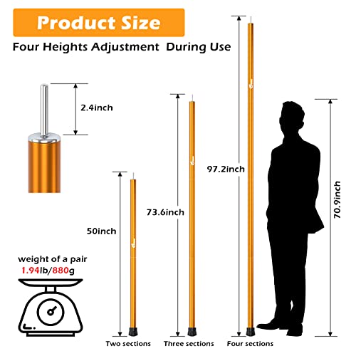 Odoland Adjustable Tarp Poles, Telescoping Aluminum Tent Poles Set of 2, Collapsible Lightweight Poles for Camping, Backpacking and Awnings - size: Thickness 1.4mm