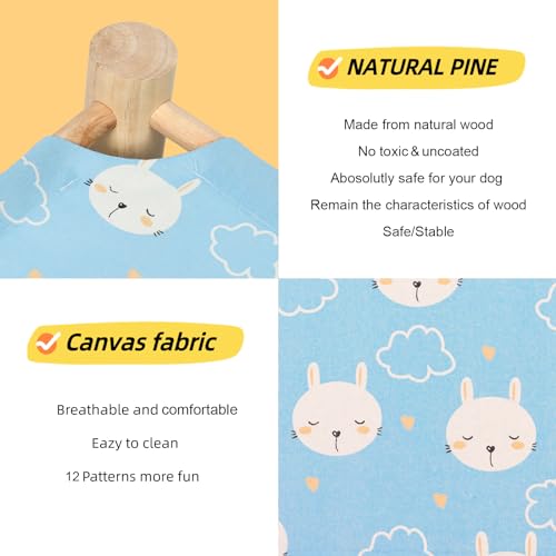 Patas Lague Cat and Dog Hammock Bed for Small Dogs, Brethable Wooden Cat Pet Rabbit Elevated Cooling Outdoor Bed Cots Furniture for Summer Rabbits - color: Rabbit