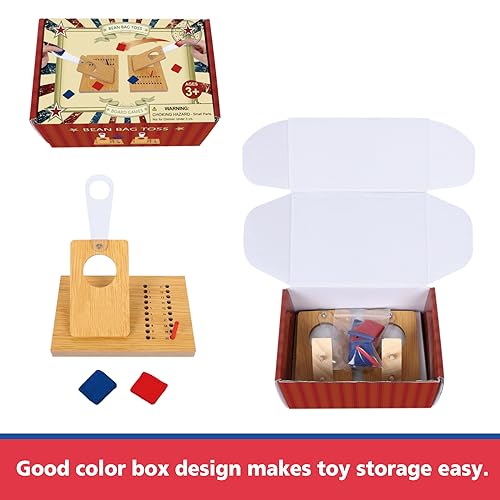 GOTHINK Portable Cornhole Game Set for Adults & Kids - Wooden Cornhole Board Set with 3 Blue 3 Red Cornhole Bean Bags, Excellent for Office Toss, Indoor & Outdoor Play - Gift for Boys & Girls Birthday - color: Mini Cornhole Set