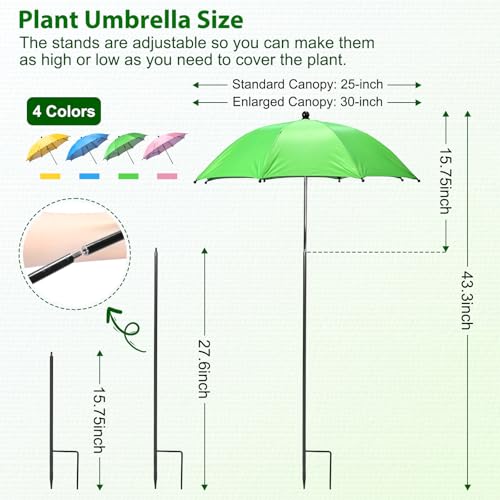 Garden Umbrellas for Plants Flowers, 4 Pack Plant Shade Umbrellas for Outdoor Plants Flowers, Plant Shade Umbrella with Stake for Potted Plants, 43.3" Height Large Plant Sun Shade Cover UV Protection - size: Standard 25-inch Canopy Diameter