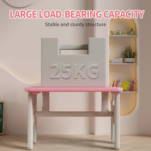 UNICOO Kids Folding Table, Toddler Activity Table for Study, Snack, Art Craft and Play, Portable Plastic Children's Table for Small Spaces, Home and Playroom - color: Pink