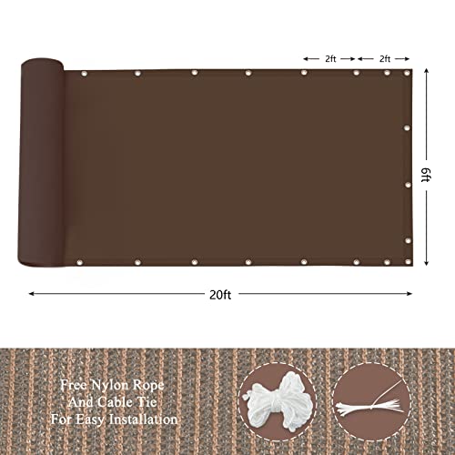 90% Outdoor Sun Shade Cloth, 6’ x 20’, Pergola, Deck, and Backyard Patio Sunshade with UV Protection, Heat Resistant HDPE Material, Reinforced Grommets (6x20 FT，Brown) - color: 2-brown, size: 6x20 FT