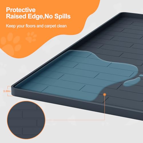 Pee Pad Tray Holder for Dogs,Non-Slip Silicone Dog Puppy Pad Holder,34 x 28 Inche Puppy Potty Training Pads,No Spill Raised Lip High Edge,Portable, Leak-Proof Mat Trays for Indoor Floor Protection - color: Dark Gray, size: 34"L x 28"W