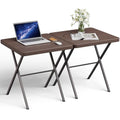 Folding Table 2 Pack, Portable Square Foldable Table No Assembly, Heavy Duty Steel Frame Indoor Outdoor Camping Patio Table, Picnic Card Table for Backyard, RV, Small Spaces - size: 27inch-2 Pack