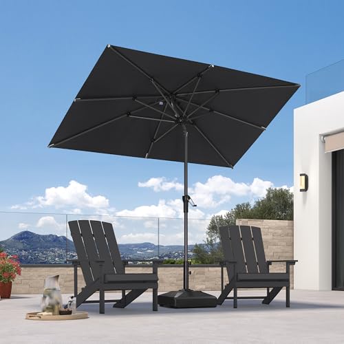 PURPLE LEAF 8' x 5' Rectangular Patio Umbrella Outdoor Table Umbrella Aluminum Frame Market Umbrella Sun Umbrella with 8 Sturdy Ribs & Tilt for Garden Deck Lawn & Pool Gray - color: Gray, size: 5' x 8'