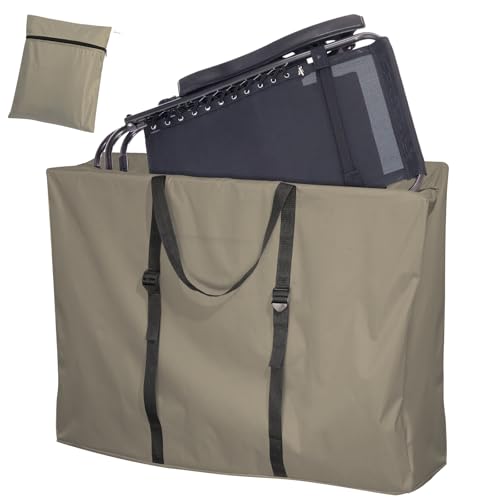Large Outside Folding Chair Storage Bag with Zipper and Handles, 600D Folding Chair Carry Bag for Zero Gravity Chair Cover, Portable Folding Lounge Chair Carrying Bags, 43" L x 11" W x 29" H (Brown) - color: Brown - 1 Pack